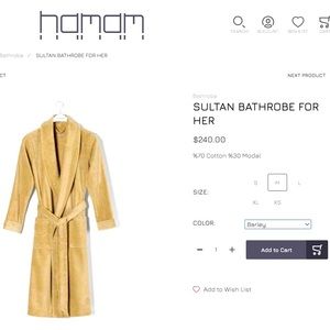 5 Szs Unisex Sultan Bathrobe byHaman Made in Turkey 70%Cotton 30%Modal $240Value
